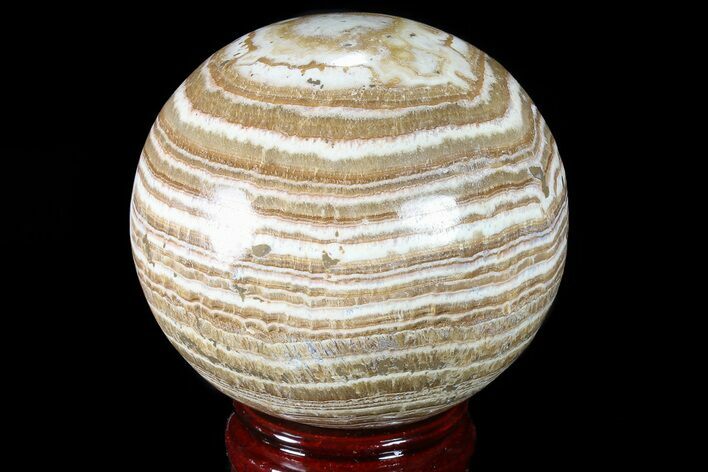 Polished, Banded Aragonite Sphere - Morocco #82283